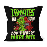 Halloween Pillow Halloween Zombies Eat Brains Dont Worry Your Safe Halloween Throw Pillows Canvas Throw Pillow - Scotstee Shop
