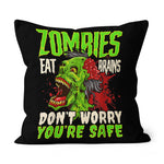Halloween Pillow Halloween Zombies Eat Brains Dont Worry Your Safe Halloween Throw Pillows Canvas Throw Pillow - Scotstee Shop