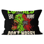 Halloween Pillow Halloween Zombies Eat Brains Dont Worry Your Safe Halloween Throw Pillows Canvas Throw Pillow - Scotstee Shop