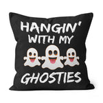 Halloween Pillow Hanging With My Ghosties Halloween Throw Pillows Canvas Throw Pillow - Scotstee Shop
