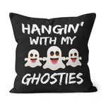 Halloween Pillow Hanging With My Ghosties Halloween Throw Pillows Canvas Throw Pillow - Scotstee Shop
