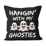 Halloween Pillow Hanging With My Ghosties Halloween Throw Pillows Canvas Throw Pillow - Scotstee Shop
