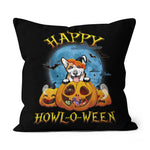 Halloween Pillow Happy Halloween Corgi With Moon Pumpkin Dog Lover Halloween Throw Pillows Canvas Throw Pillow - Scotstee Shop
