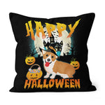 Halloween Pillow Happy Halloween Cute Corgi Witch Pumpkin Ghost Halloween Throw Pillows Canvas Throw Pillow - Scotstee Shop
