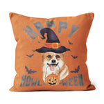 Halloween Pillow Happy Halloween Cute Pembroke Welsh Corgi Halloween Throw Pillows Canvas Throw Pillow - Scotstee Shop
