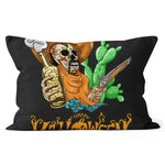 Halloween Pillow Happy Halloween Party Mexican Skeleton with Beer and Gun Halloween Throw Pillows Canvas Throw Pillow - Scotstee Shop