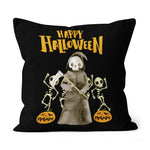 Halloween Pillow Happy Halloween Skeleton Skull Dead Funny Halloween Throw Pillows Canvas Throw Pillow - Scotstee Shop