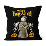 Halloween Pillow Happy Halloween Skeleton Skull Dead Funny Halloween Throw Pillows Canvas Throw Pillow - Scotstee Shop