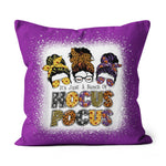Halloween Pillow It's Just A Bunch Of Hocus Pocus Messy Bun Funny Halloween Throw Pillows Canvas Throw Pillow - Scotstee Shop