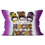 Halloween Pillow It's Just A Bunch Of Hocus Pocus Messy Bun Funny Halloween Throw Pillows Canvas Throw Pillow - Scotstee Shop