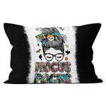 Halloween Pillow It's Just A Bunch Of Hocus Pocus Messy Bun Halloween Throw Pillows Canvas Throw Pillow - Scotstee Shop