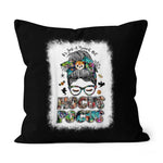 Halloween Pillow It's Just A Bunch Of Hocus Pocus Messy Bun Halloween Throw Pillows Canvas Throw Pillow - Scotstee Shop