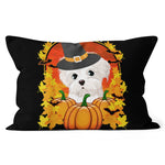 Halloween Pillow Maltese Halloween Gift For Dog Lovers Funny Dog Cute Halloween Throw Pillows Canvas Throw Pillow - Scotstee Shop
