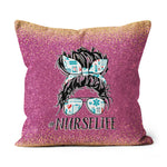 Halloween Pillow Messy Hair Woman Bun Nurse Life Healthcare Life Halloween Throw Pillows Halloween Canvas Throw Pillow - Scotstee Shop