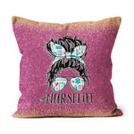 Halloween Pillow Messy Hair Woman Bun Nurse Life Healthcare Life Halloween Throw Pillows Halloween Canvas Throw Pillow - Scotstee Shop