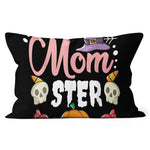 Halloween Pillow Momster Funny Mom Monster Halloween Mother Gifts Momster Halloween Throw Pillows Canvas Throw Pillow - Scotstee Shop