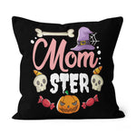 Halloween Pillow Momster Funny Mom Monster Halloween Mother Gifts Momster Halloween Throw Pillows Canvas Throw Pillow - Scotstee Shop