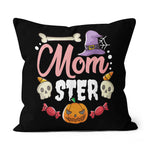 Halloween Pillow Momster Funny Mom Monster Halloween Mother Gifts Momster Halloween Throw Pillows Canvas Throw Pillow - Scotstee Shop