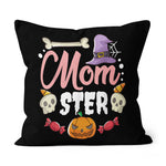 Halloween Pillow Momster Funny Mom Monster Halloween Mother Gifts Momster Halloween Throw Pillows Canvas Throw Pillow - Scotstee Shop