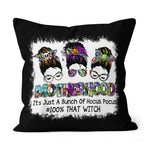 Halloween Pillow Motherhood Messy Bun Witch Bunch Of Hocus Pocus Halloween Throw Pillows Canvas Throw Pillow - Scotstee Shop