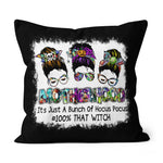 Halloween Pillow Motherhood Messy Bun Witch Bunch Of Hocus Pocus Halloween Throw Pillows Canvas Throw Pillow - Scotstee Shop