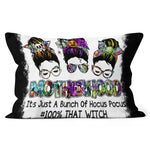 Halloween Pillow Motherhood Messy Bun Witch Bunch Of Hocus Pocus Halloween Throw Pillows Canvas Throw Pillow - Scotstee Shop