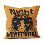 Halloween Pillow Night of The Werecorgi Halloween Amazing Halloween Throw Pillows Canvas Throw Pillow - Scotstee Shop