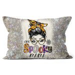 Halloween Pillow One Spooky Mama Messy Bun Funny Family Halloween Throw Pillows Halloween Canvas Throw Pillow - Scotstee Shop