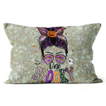 Halloween Pillow One Spooky Mama Messy Bun Skull Halloween Costume Momster Halloween Throw Pillows Halloween Canvas Throw Pillow - Scotstee Shop