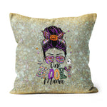 Halloween Pillow One Spooky Mama Messy Bun Skull Halloween Costume Momster Halloween Throw Pillows Halloween Canvas Throw Pillow - Scotstee Shop