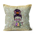 Halloween Pillow One Spooky Mama Messy Bun Skull Halloween Costume Momster Halloween Throw Pillows Halloween Canvas Throw Pillow - Scotstee Shop