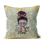 Halloween Pillow One Spooky Mama Messy Bun Skull Halloween Costume Momster Halloween Throw Pillows Halloween Canvas Throw Pillow - Scotstee Shop