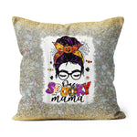 Halloween Pillow One Spooky Mama Messy Bun Skull Halloween Costume Momster Skull Mom Halloween Throw Pillows Halloween Canvas Throw Pillow - Scotstee Shop