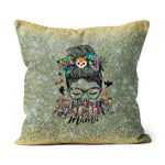 Halloween Pillow One Spooky Mama Messy Bun Skull Halloween Costume Momster Witchy Women Spooky Halloween Pillows - Scotstee Shop