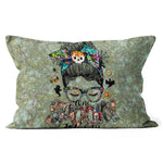 Halloween Pillow One Spooky Mama Messy Bun Skull Halloween Costume Momster Witchy Women Spooky Halloween Pillows - Scotstee Shop