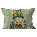 Halloween Pillow One Spooky Mama Messy Bun Skull Halloween Mom Costume Halloween Throw Pillows Halloween Canvas Throw Pillow - Scotstee Shop