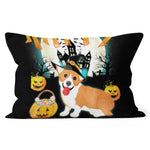 Halloween Pillow Pembroke Welsh Corgi Happy Halloween Halloween Throw Pillows Canvas Throw Pillow - Scotstee Shop
