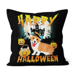 Halloween Pillow Pembroke Welsh Corgi Happy Halloween Halloween Throw Pillows Canvas Throw Pillow - Scotstee Shop