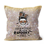 Halloween Pillow Skull Messy Bun Spooky Pumpkin October Halloween Party Halloween Throw Pillows Halloween Canvas Throw Pillow - Scotstee Shop
