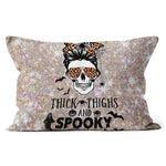 Halloween Pillow Skull Messy Bun Spooky Pumpkin October Halloween Party Halloween Throw Pillows Halloween Canvas Throw Pillow - Scotstee Shop