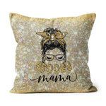 Halloween Pillow Spooky Mama Funny Messy Bun Mom Leopard Halloween Zombie Halloween Throw Pillows Halloween Canvas Throw Pillow - Scotstee Shop