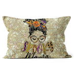 Halloween Pillow Spooky Mama Messy Bun Pumpkin Patch Funny Halloween Throw Pillows Halloween Canvas Throw Pillow - Scotstee Shop