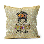 Halloween Pillow Spooky Mama Messy Bun Pumpkin Patch Funny Halloween Throw Pillows Halloween Canvas Throw Pillow - Scotstee Shop
