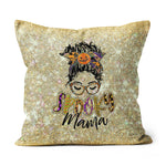Halloween Pillow Spooky Mama Messy Bun Pumpkin Patch Funny Halloween Throw Pillows Halloween Canvas Throw Pillow - Scotstee Shop