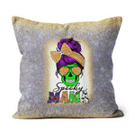 Halloween Pillow Spooky Mama Messy Bun Skull Halloween Costume Momster Halloween Throw Pillows Halloween Canvas Throw Pillow - Scotstee Shop