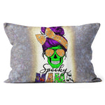Halloween Pillow Spooky Mama Messy Bun Skull Halloween Costume Momster Halloween Throw Pillows Halloween Canvas Throw Pillow - Scotstee Shop