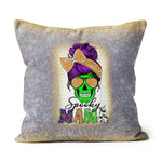 Halloween Pillow Spooky Mama Messy Bun Skull Halloween Costume Momster Halloween Throw Pillows Halloween Canvas Throw Pillow - Scotstee Shop