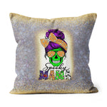 Halloween Pillow Spooky Mama Messy Bun Skull Halloween Costume Momster Halloween Throw Pillows Halloween Canvas Throw Pillow - Scotstee Shop
