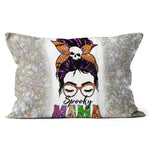 Halloween Pillow Spooky Mama Messy Bun Skull Halloween Costume Momster Witchy Women Spooky Halloween Mommy Halloween Pillows - Scotstee Shop