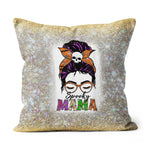 Halloween Pillow Spooky Mama Messy Bun Skull Halloween Costume Momster Witchy Women Spooky Halloween Mommy Halloween Pillows - Scotstee Shop